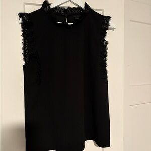Ann Taylor Black Ruffled Sleeveless Blouse
